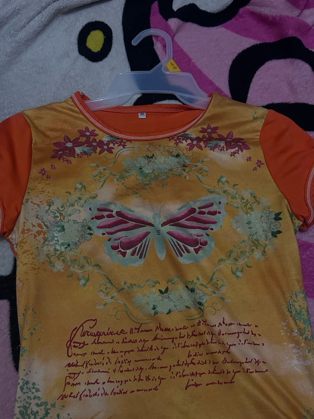Girls' Orange Butterfly Graphic Tee